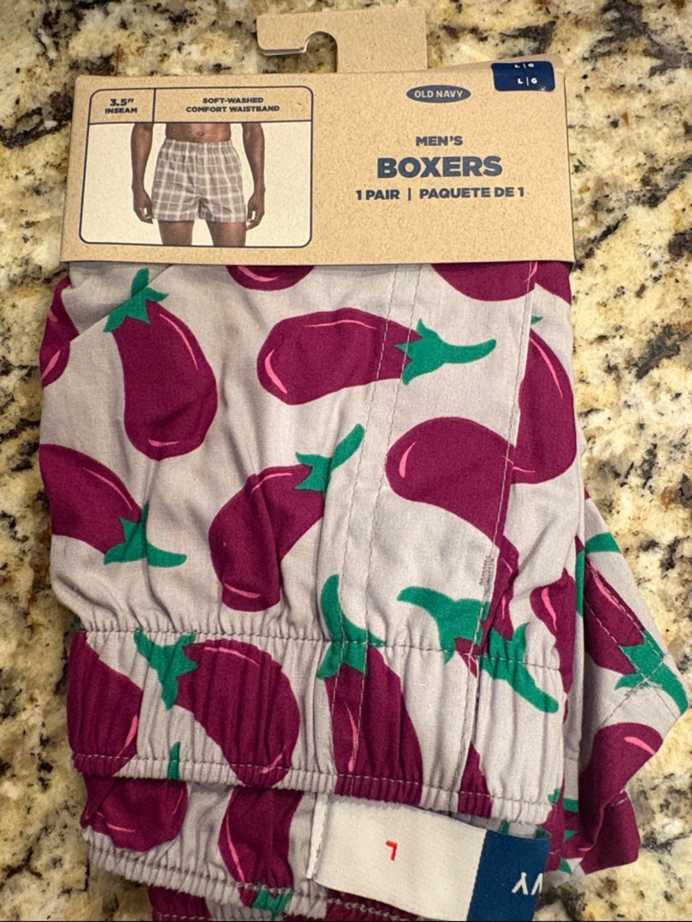Old Navy Men’s Boxers with Purple Eggplant Print NWT